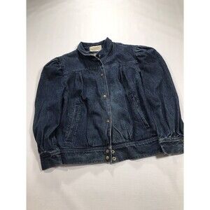 VTG 80s Learsi Blue Slouchy Denim Jacket Bomber Button Up Sz Medium